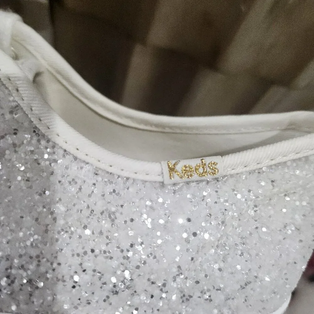 Kate Spade x Keds truly all over glitter sneakers Ivory/Cream Size 9 - Picture 6 of 13
